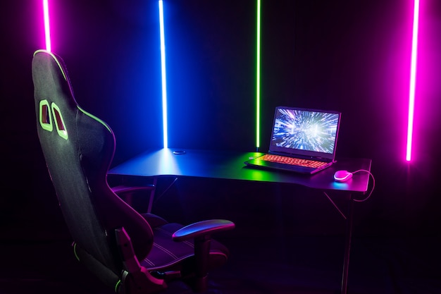 Free photo cool gaming setup inside still life