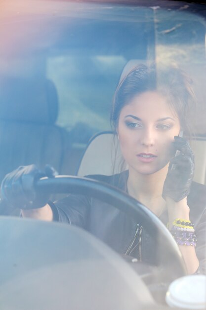 Cool girl in the car