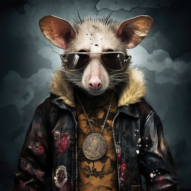 Cool possum with clothes