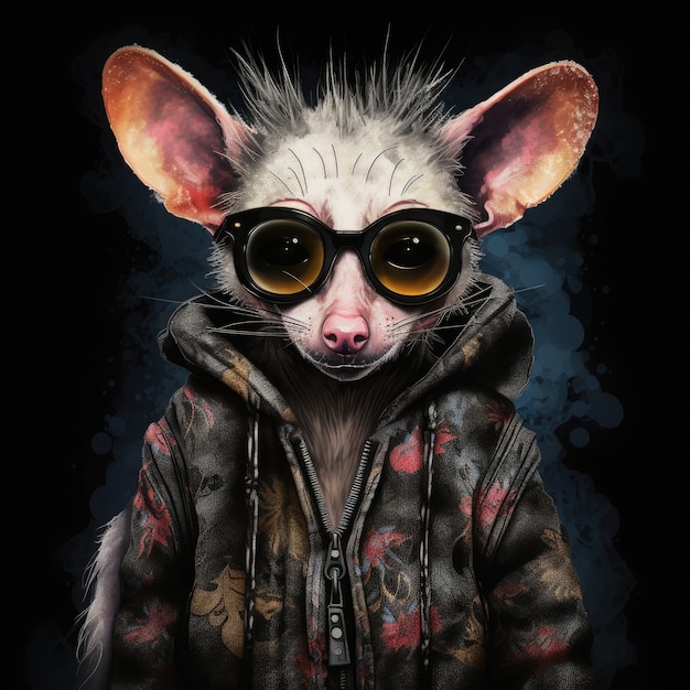 Free Photo cool possum with clothes