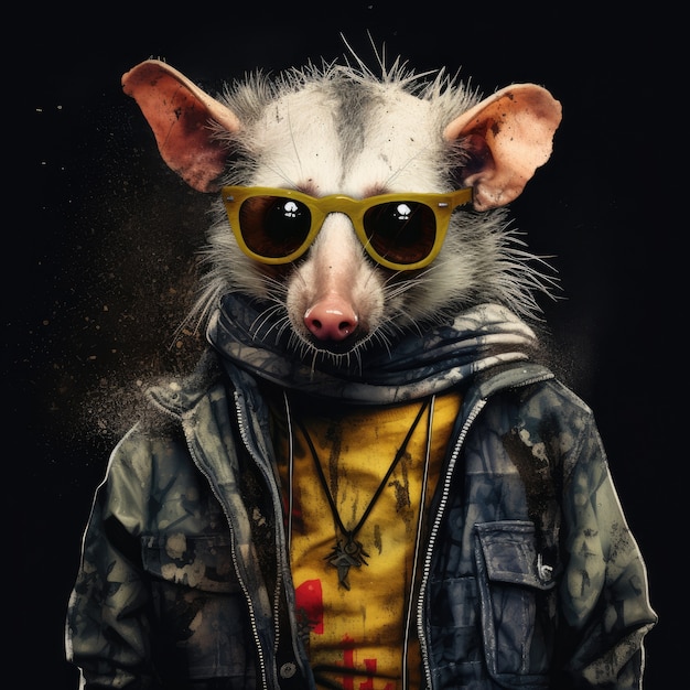 Free Photo cool possum with clothes