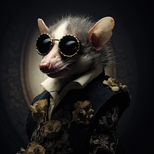 Free photo cool possum with clothes