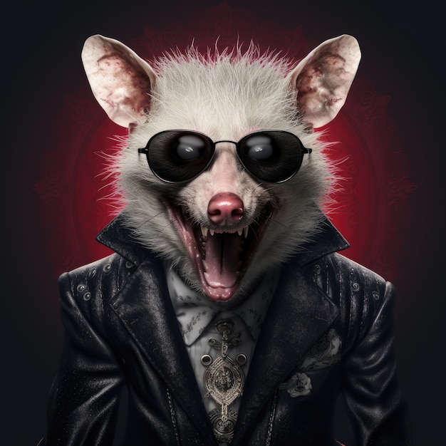 Free Photo cool possum with clothes