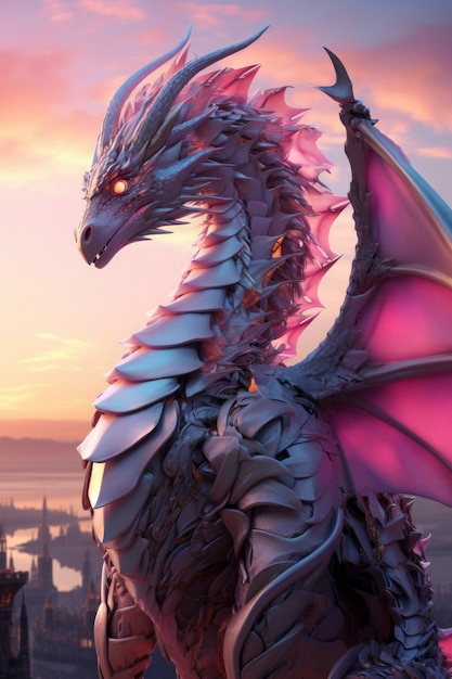 Free Photo cool scene with futuristic dragon beast