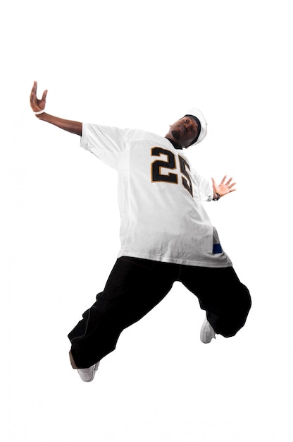 Free photo cool young hip-hop man on white background