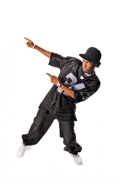 Free photo cool young hip-hop man on white background