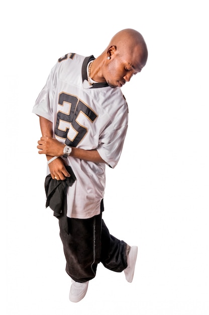 Free photo cool young hip-hop man on white background