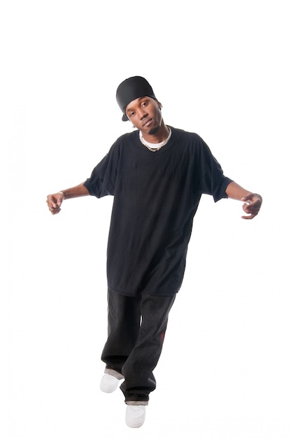 Free photo cool young hip-hop man on white background