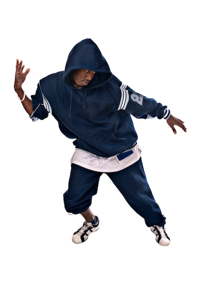 Free photo cool young hip-hop man on white background