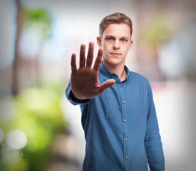 cool young-man stop gesture