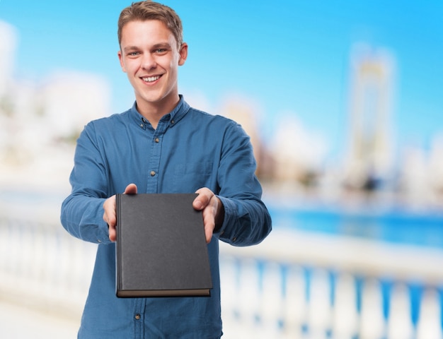 cool young-man with book