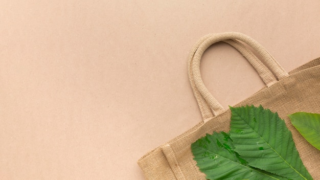 Copy-space bag with leaf