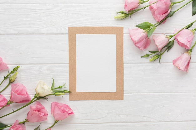 Free photo copy space frame with pink roses