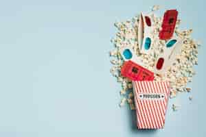 Free photo copy-space popcorn with cinema tickets