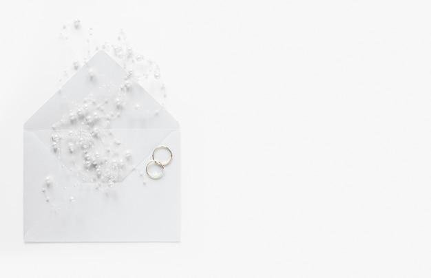 Copy-space wedding card with engagement rings