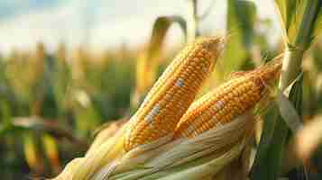 Free photo corn cobs in a field