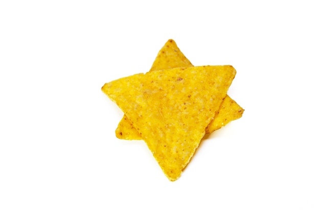 Corn nachos on white background