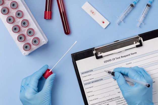 Coronavirus blood samples assortment in lab