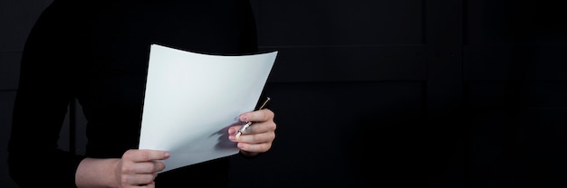 Free Photo corporate businesswoman holding papers with project