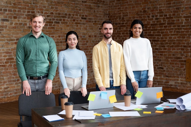 Free Photo corporate workers brainstorming together