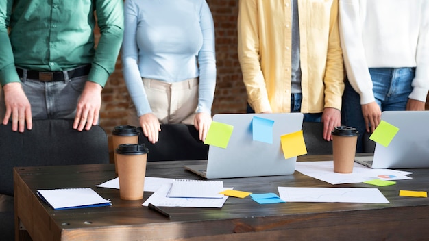 Free photo corporate workers brainstorming together