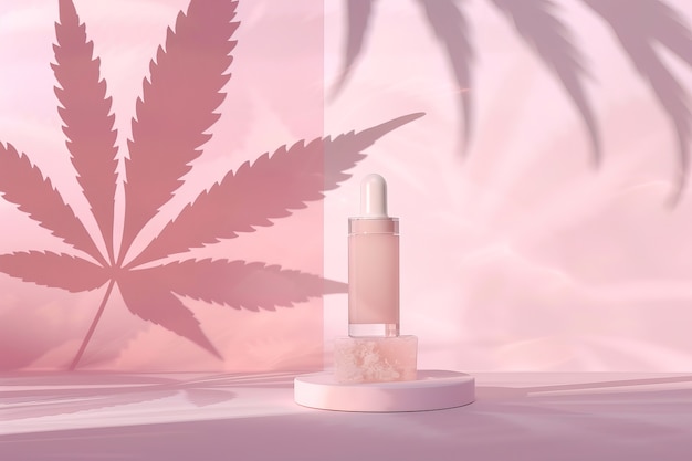 Free Photo cosmetic item with marijuana leaves