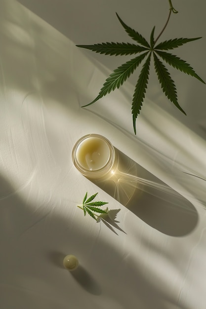 Free Photo cosmetic item with marijuana leaves