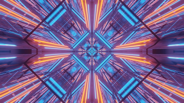 Free photo cosmic background with blue and orange laser lights patterns - perfect for a digital wallpaper