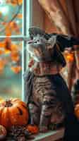 Free photo costumed cat for halloween