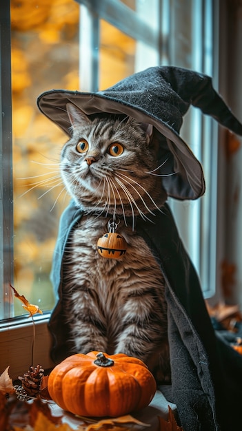 Free photo costumed cat for halloween