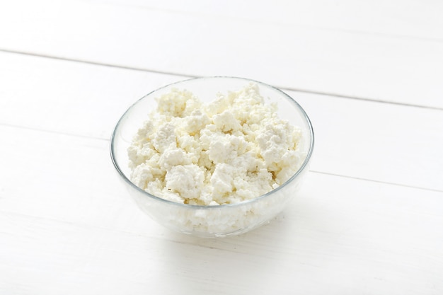 Cottage cheese on bowl