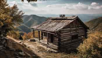 Free photo cottage nestled in mountain range surrounded by forest generated by ai