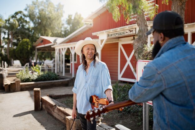 Country music interprets singing outdoors