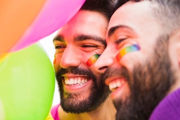 Free photo couple of bearded gays laughing