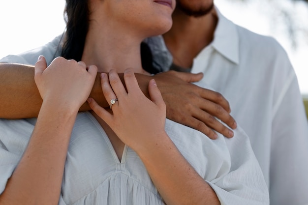 Free photo couple being in love front view