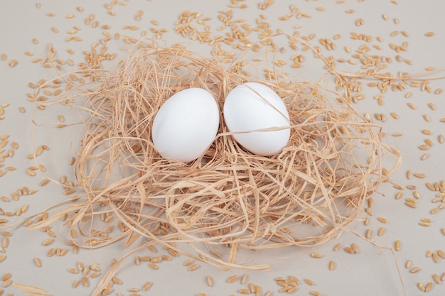 Free photo couple brown chicken egg on white background. high quality photo