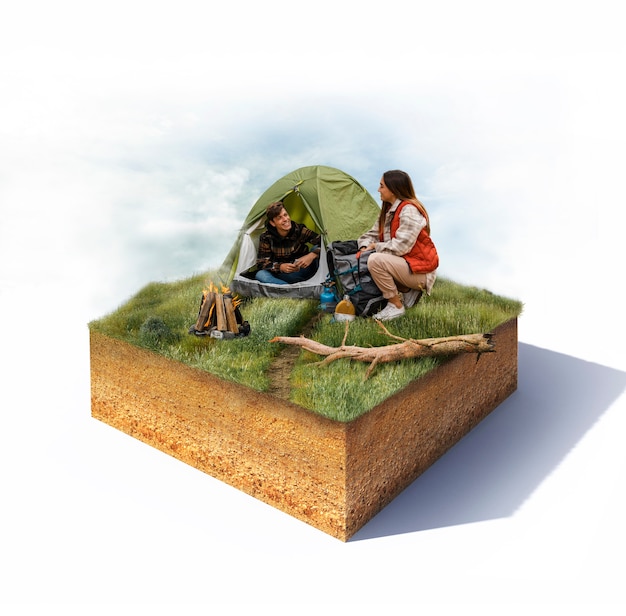 Free photo couple camping in the coutryside rendering