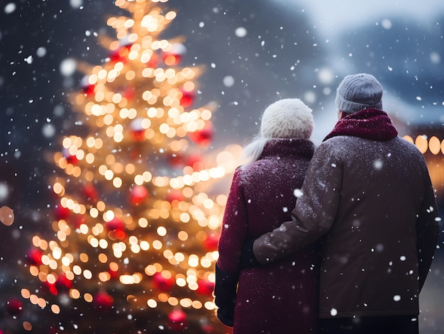 Free Photo couple celebrating christmas together