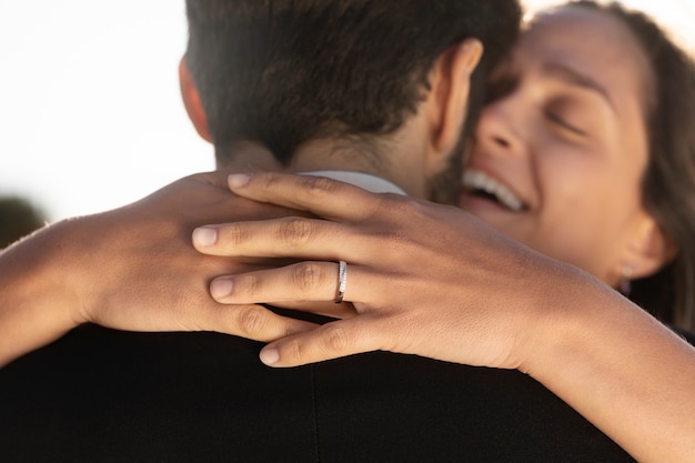 Couple celebrating engagement together