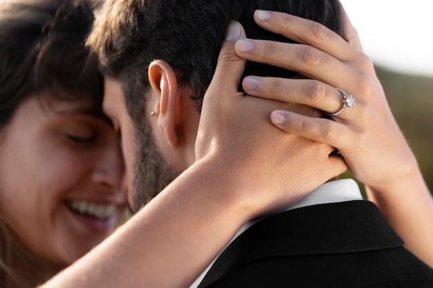 Couple celebrating engagement together