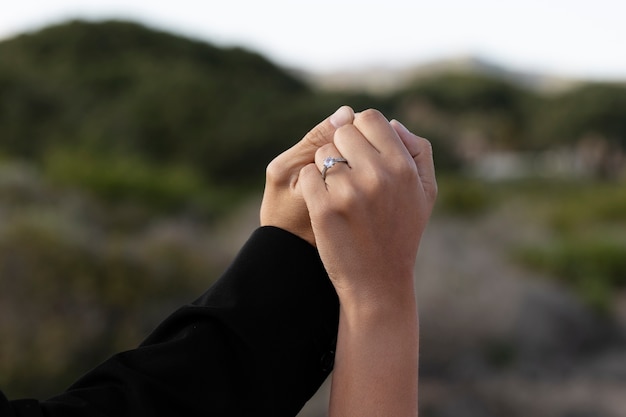 Couple celebrating engagement together