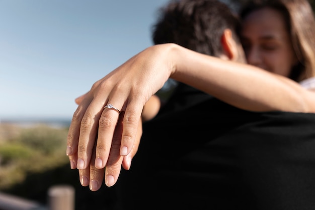 Couple celebrating engagement together