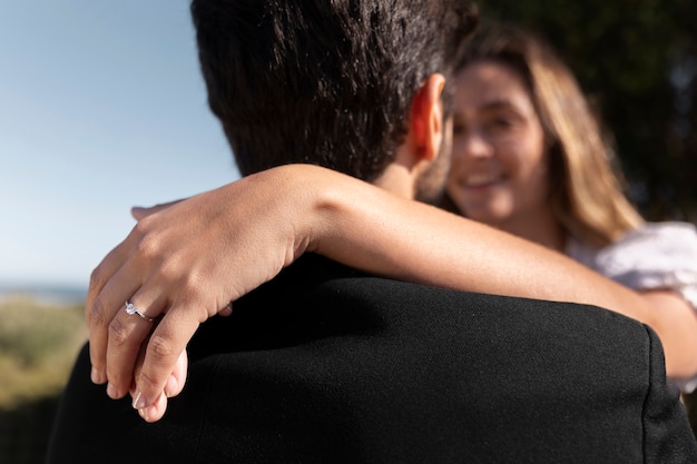 Couple celebrating engagement together