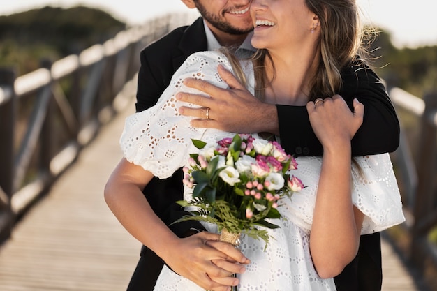 Couple celebrating engagement together