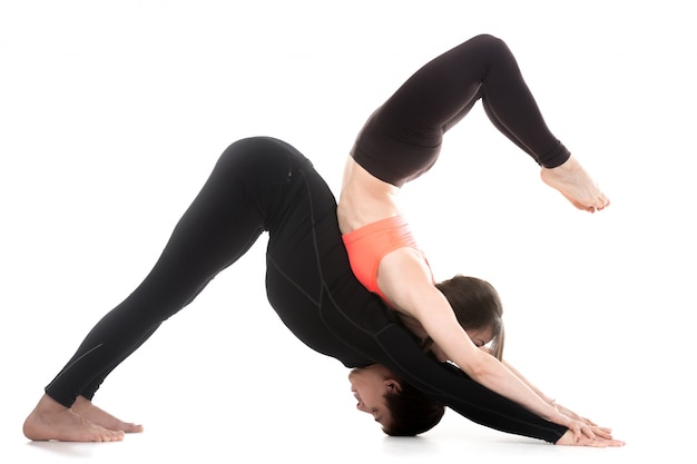 Couple doing stretching exercises together