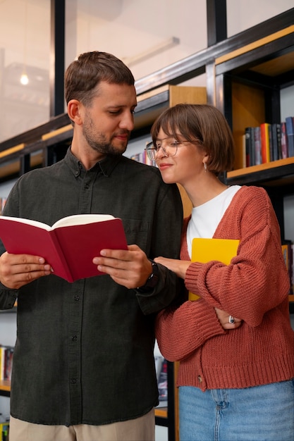 Couple enjoying their bookstore date