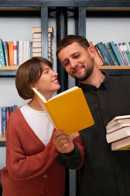 Couple enjoying their bookstore date