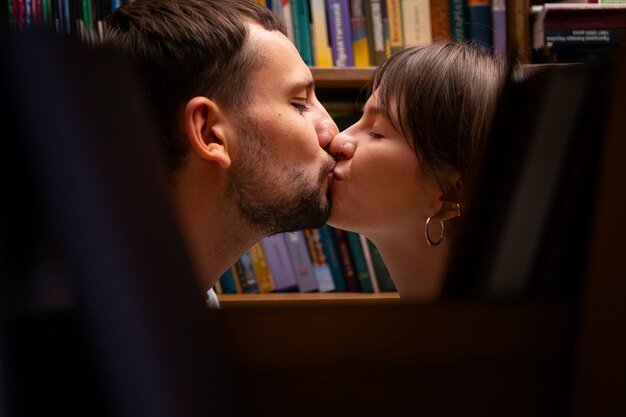 Couple enjoying their bookstore date