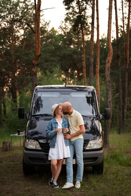 Couple enjoying time in camping site