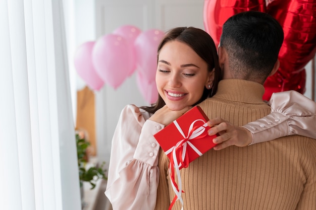 Free photo couple enjoying valentines day celebration